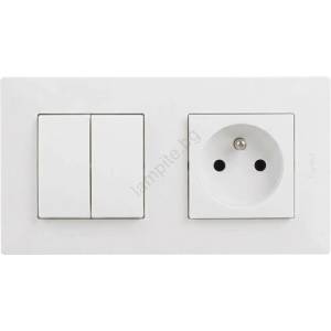 Legrand - Домашна електрическа розетка и двоен ключ № 5 с рамка NILOE STEP 250V бял (LR0050B)