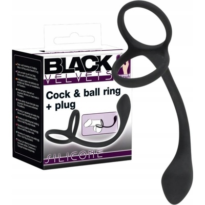 Black Velvets Cock & Ball Ring + Plug Slim – Zboží Dáma