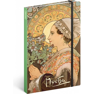 Notes Alfons Mucha Bodlák linkovaný 13 x 21 cm