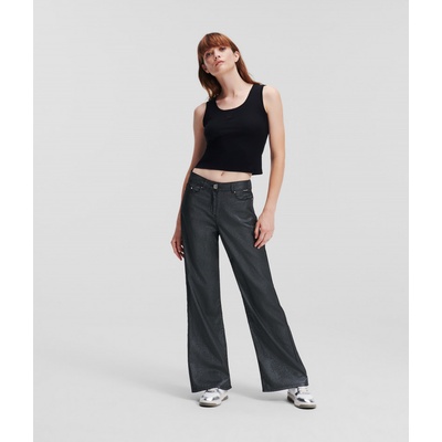 Karl Lagerfeld džínsy shiny wide leg denim čierna