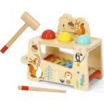 Tooky Toy Дървена играчка Tooky Toy - Ксилофон с топки и чукче, Горски свят (109479) - ozone