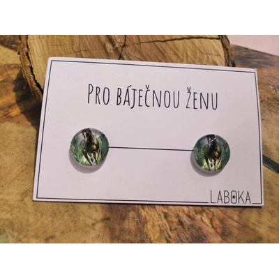 Laboka skleněné náušnice pecky kůň 0001310