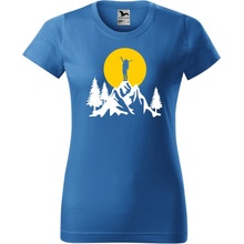 Handel Dámske tričko Turistka na vrchole hory svetlomodrá