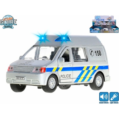 Kids Globe Traffic polícia 14 cm kov spätný chod na batérie český design svetlo a zvuk