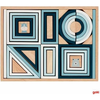 GOKI Geometrické stavební kostky azurově modré, 38 ks