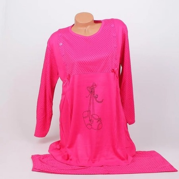 Image 1 of Пижама за кърмачки в цикламено с точки и картинка