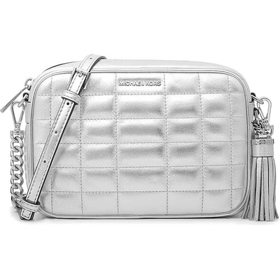 Michael Kors Ginny crossbody kabelka prošívaná kůže stříbrná