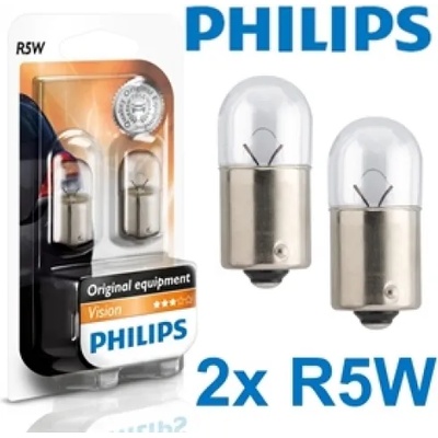 Philips Комплект 2 халогенни крушкиPhilips R5W Vision, 12V, 5W