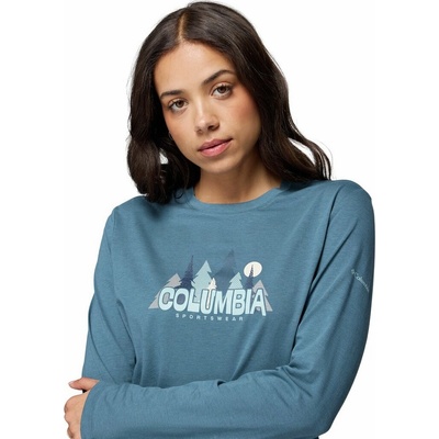 Columbia Dámske tričko RUBY SPRINGS GRAPHIC LS TEE tyrkysová biela