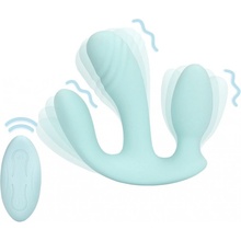 Shots Loveline Three In One Liquid Silicone Vibrator Breezy Blue flexibilní na bod G klitoris i anál