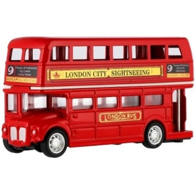Teddies Автобус "Лондон" червен двуетажен метал/пластмаса 12см с обратно навиване