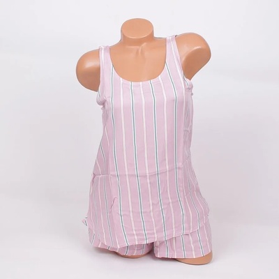 Дамска пижама в бледолилав цвят с райе