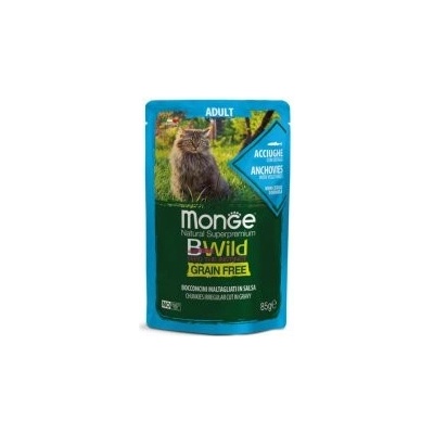 Monge BWild Cat Grain Free Adult Ančovičky se zeleninou 28 x 85 g