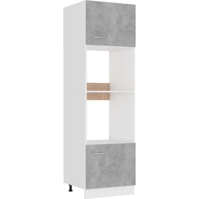 vidaXL Шкаф за микровълнова, бетонно сив, 60x57x207 см, ПДЧ (802550)