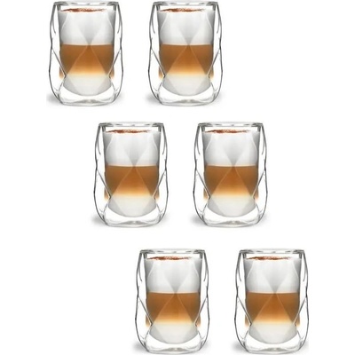 Vialli Design GEO dvojstenné sklenené termo poháre na kávu a čaj 6 x 250 ml