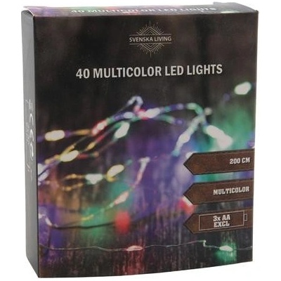SVENSKA LIVING Viacfarebná svetelná reťaz 40LED 200cm