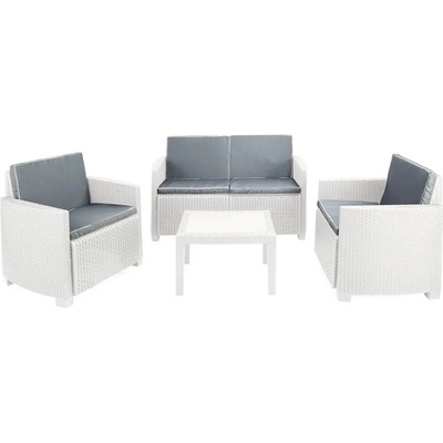 Progarden Zahradní ratan set Arena Bianco pohovka + 2 křesla + stůl + polstry bílá – Zbozi.Blesk.cz