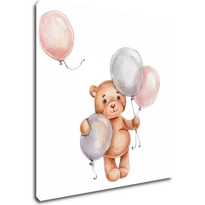 Impresi Obraz Medvídek s barevnými balonky - 30 x 30 cm