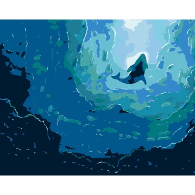 ZUTY Maľovanie podľa čísel VEĽRYBA A MODRÝ OCEÁN Rámovanie vypnuté plátno na rám Rozmer 80 x 100 cm
