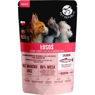 Pet Republic PetRepublic фино нарязани парченца в деликатен сос, сьомга 100 г за котки