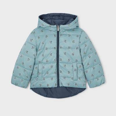 MAYORAL Яке с две лица бледо зелен цвят с цветя и петролен цвят за мини момиче Mayoral