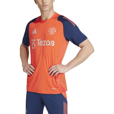 adidas pánsky futbalový dres MANCHESTER UNITED FC TRAINING JERSEY oranžová tmavo modrá biela