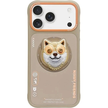 Nimmy Калъф Nimmy Glasses Cool Dog MagSafe за iPhone 17 Pro - бежов (6971080314377)