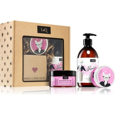LaQ Kitten osviežujúci sprchový gél 500 ml + hĺbkovo hydratačné telové maslo 200 ml + hĺbkovo čistiaca pena 100 ml darčeková sada