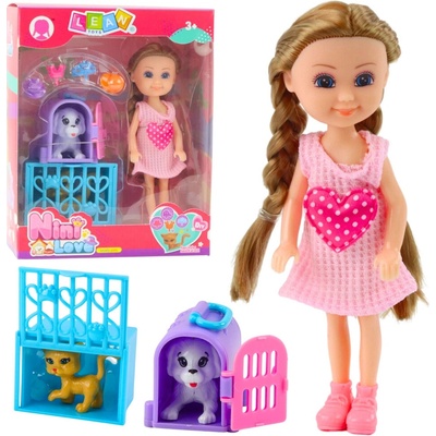 LEAN Toys Mini bábika s mačičkami a kočíkom