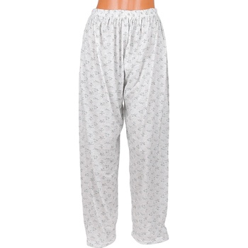 Image 1 of Макси панталон-пижама в бяло с малки зелени цветя