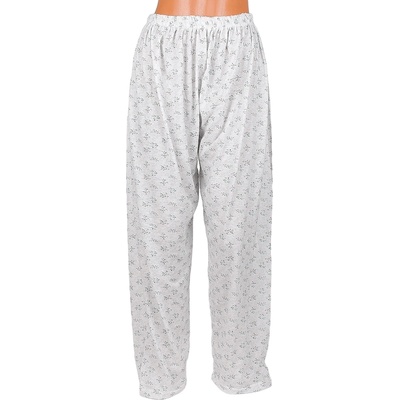 Макси панталон-пижама в бяло с малки зелени цветя