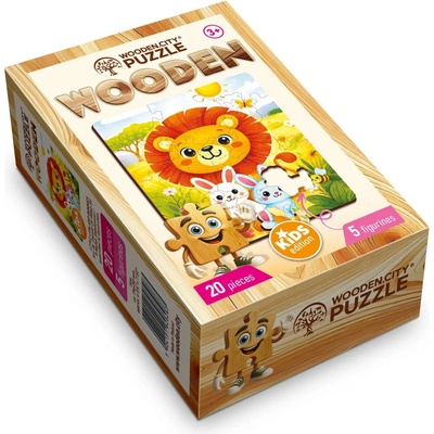 WOODEN CITY Drevené Malý levíček s králikmi 20 dielov