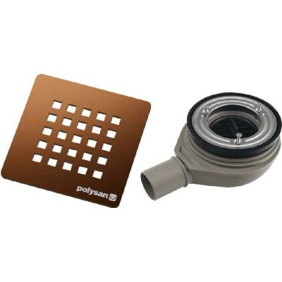 Polysan - Vaničkový sifón Treneca, priemer 90 mm, s krytkou, matná meď 84999.70