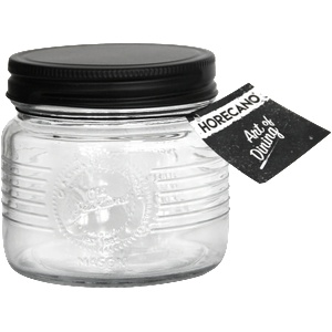 Horecano OLD FASHIONED-Буркан с метална винтова ЧЕРНА капачка 500ml НИСЪК (212986-BL-SS4) (0103256)