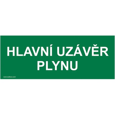 Walteco Hlavní uzávěr plynu (zelená), 210x80mm, samolepka , 20078