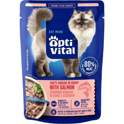 OPTIVITAL Tasty shreds in gravy with salmon 85 g
