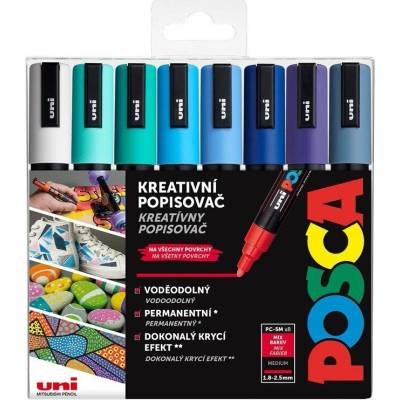 Posca sada popisovačů PC-5M - Ocean 1,8 - 2,5 mm (mix mořských tónů 8 ks)