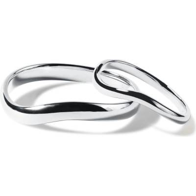 KLENOTA Svadobné obrúčky wave z bieleho 14 kt zlata s0771012