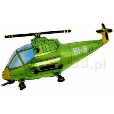 Helikoptéra fóliový balón 35 cm zelená NELZE PLNIT HELIEM Flexmetal