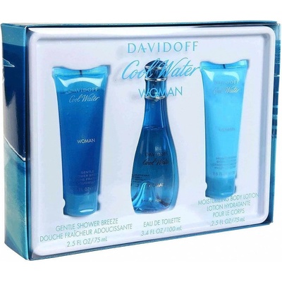 Davidoff Cool Water pre ženy EDT 100 ml + telové mlieko 75 ml + sprchový gél 75 ml darčeková sada