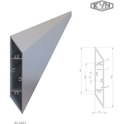 Profil na výplň 108x16x6000 mm, materiál EN AW-6060 T66, přírodní hliník bez povrchové úpravy, cena za KUS