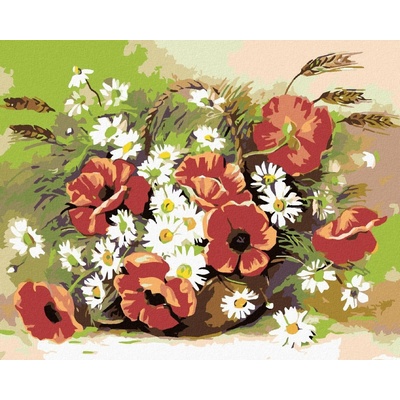 zuty Malování podle čísel Vlčí mák a kopretiny 100 x 80 cm vypnuté plátno na rám