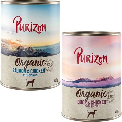 Purizon Adult bez obilovin míchané 3 x kachna s kuřecím 3 x losos s kuřecím 6 x 400 g