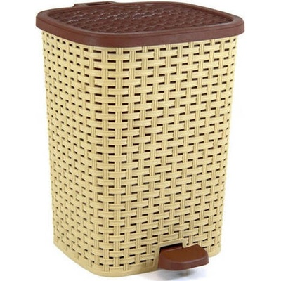 Dunya RATTAN 12 L s pedálem a vědrem s rukojetí - béžová - 37-01053-be