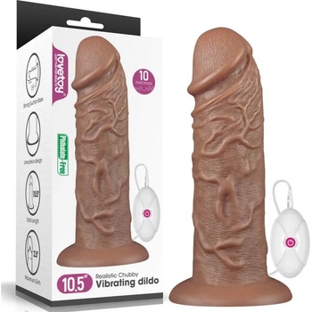 Image 1 of Lovetoy Realistic Chubby Vibrating Dildo 10.5" Brown