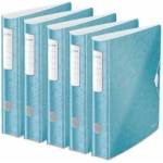 Leitz quality folder 180° Active WOW, pack of 5, A4, narrow, rounded spine, 6.5 cm wide, elastic band closure, light polyfoam, plastic folder, WOW series, ice blue, 11070051 - 939003