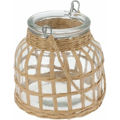 Koopmann Skleněná lampa s uchem a lýkem, 12 × 12 cm, čirá