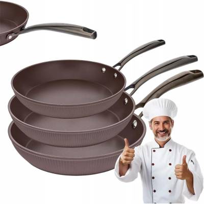 Valdinox 3x Indukční pánev sada pánví s vroubkovaným dnem Stripes 20/24/28 cm