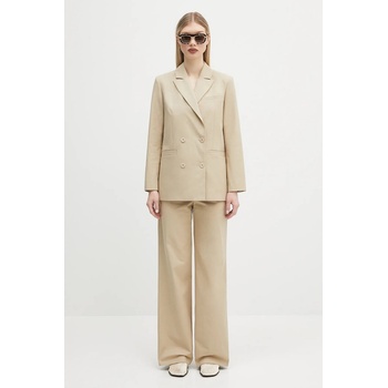 APC Памучен панталон A. P. C. pantalon margaret в бежово с широка каройка, с висока талия COHFU. F08476 (COHFU.F08476)