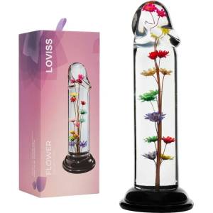  Гладко дилдо с истински цветя, флорален дизайн, 18см. - Flower Garden Dildo (11428)